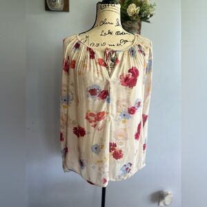 Lucky Brand blouse floral print lightweight bohemian cottagecore hippie indie
